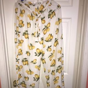 Shop17 Lemon Print Casual Fun Pants
